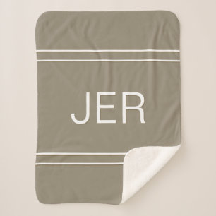 Moderne Monogram Aangepaste Beginletters Mocha Bru Sherpa Deken