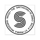 Moderne monogram aangepaste familienaam en adres zelfinktende stempel (Design)