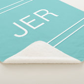 Moderne monogram aangepaste initialen aqua & wit sherpa deken (3/4)