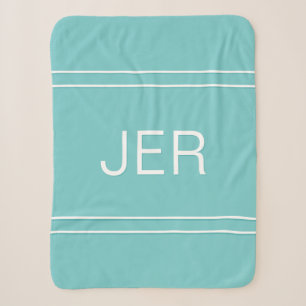 Moderne monogram aangepaste initialen aqua & wit sherpa deken