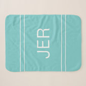 Moderne monogram aangepaste initialen aqua & wit sherpa deken (Voorkant (horizontaal))