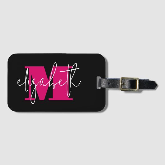 Moderne monogram Aangepaste naam Bagagelabel (Voorkant (horizontaal))