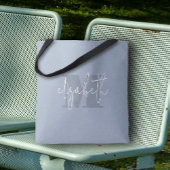 Moderne Monogram Aangepaste naam Dusty Blue Tote Bag