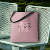 Moderne Monogram Aangepaste naam Dusty Roos Tote Bag