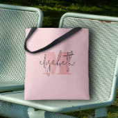 Moderne Monogram Aangepaste Naam Roze Tote Bag