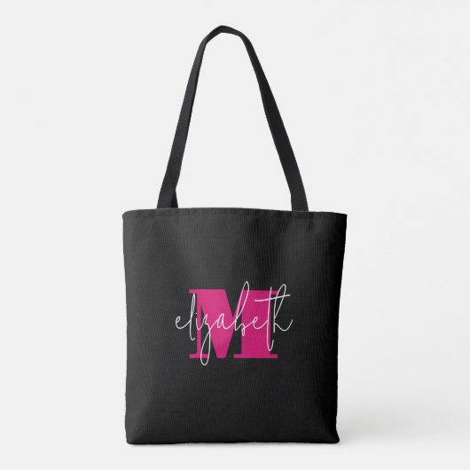 Moderne monogram Aangepaste naam Tote Bag (Achterkant)
