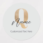 Moderne Monogram Aanvangsletter Q & Naam Persoonli Labels (Design 2)