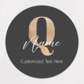 Moderne Monogram Aanvangsletter Q & Naam Persoonli Labels (Design 1)