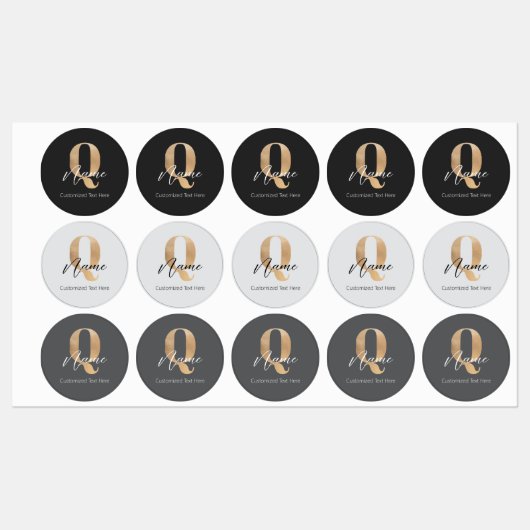 Moderne Monogram Aanvangsletter Q & Naam Persoonli Labels (Vel)