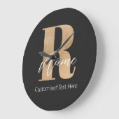 Moderne Monogram Aanvangsletter R & Naam Persoonli Grote Klok (Hoek)