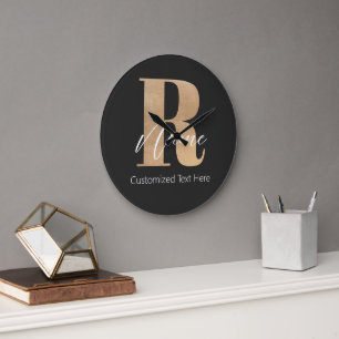 Moderne Monogram Aanvangsletter R & Naam Persoonli Grote Klok