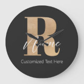 Moderne Monogram Aanvangsletter R & Naam Persoonli Grote Klok (Voorkant)