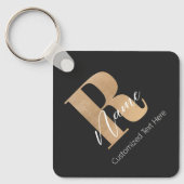 Moderne Monogram Aanvangsletter R & Naam Persoonli Sleutelhanger (Voorkant)