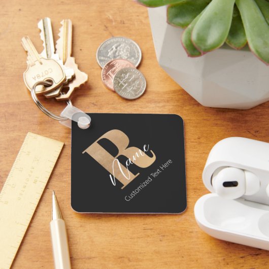 Moderne Monogram Aanvangsletter R & Naam Persoonli Sleutelhanger (Bureau)