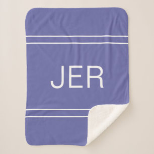 Moderne Monogram Aanvankelijke Trendy Peri Blauwe  Sherpa Deken