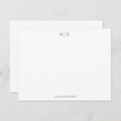 Moderne monogram aap grijze persoonlijke verhalen notitiekaartje (Voorkant / Achterkant)