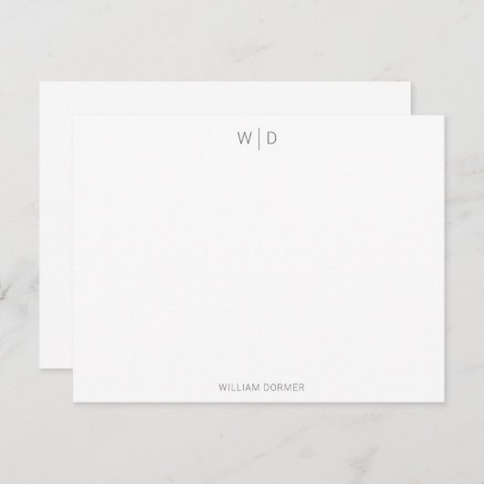 Moderne monogram aap grijze persoonlijke verhalen notitiekaartje (Voorkant / Achterkant)