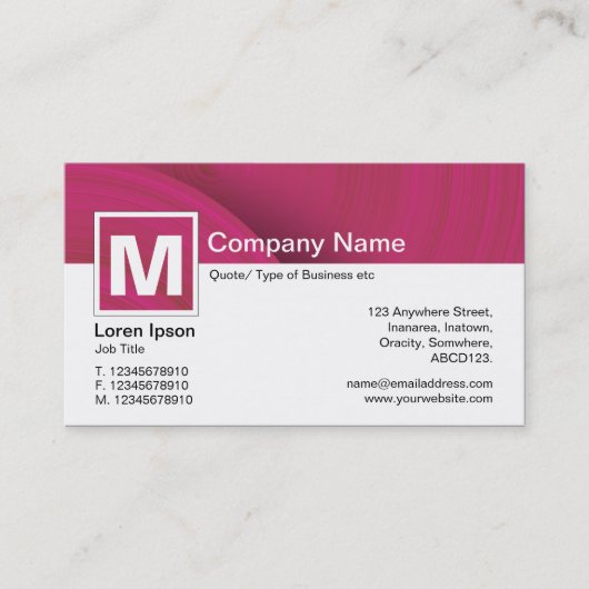 Moderne monogram - Abstracte wielen - Crimson Visitekaartje (Voorkant)
