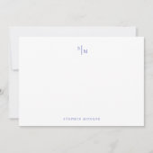 Moderne Monogram admiral Blue Correspondence Note Notitiekaartje (Voorkant)