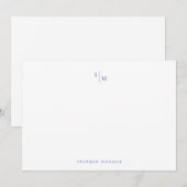 Moderne Monogram admiral Blue Correspondence Note Notitiekaartje (Voorkant / Achterkant)