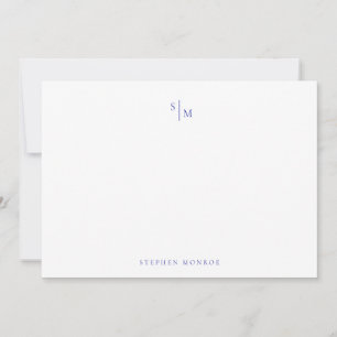 Moderne Monogram admiral Blue Correspondence Note Notitiekaartje
