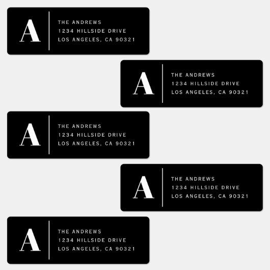 Moderne Monogram & Adres Waterdichte Labels (Groep)