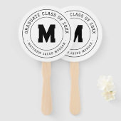Moderne Monogram Afstudeerklas van 20XX Aangepast Handwaaier (Voorkant en achterkant)