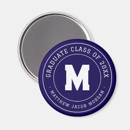Moderne Monogram Afstudeerklas van 20XX Aangepast Magneet (Voorkant / Achterkant)