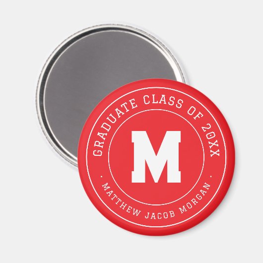 Moderne Monogram Afstudeerklas van 20XX Aangepast Magneet (Voorkant / Achterkant)
