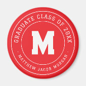 Moderne Monogram Afstudeerklas van 20XX Aangepast Magneet (Voorkant)