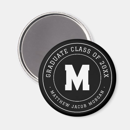 Moderne Monogram Afstudeerklas van 20XX Aangepast Magneet (Voorkant / Achterkant)