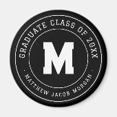 Moderne Monogram Afstudeerklas van 20XX Aangepast Magneet (Voorkant)