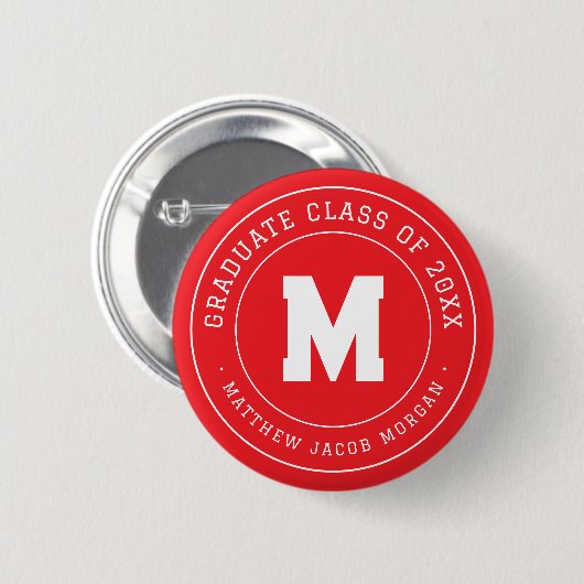 Moderne Monogram Afstudeerklas van 20XX Aangepast Ronde Button 5,7 Cm (Voorkant /achterkant)