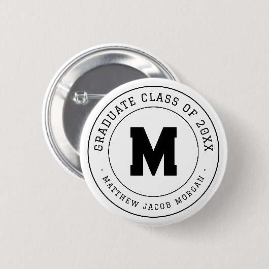 Moderne Monogram Afstudeerklas van 20XX Aangepast Ronde Button 5,7 Cm (Voorkant /achterkant)