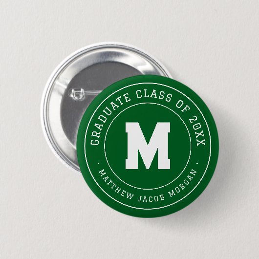Moderne Monogram Afstudeerklas van 20XX Aangepast Ronde Button 5,7 Cm (Voorkant /achterkant)
