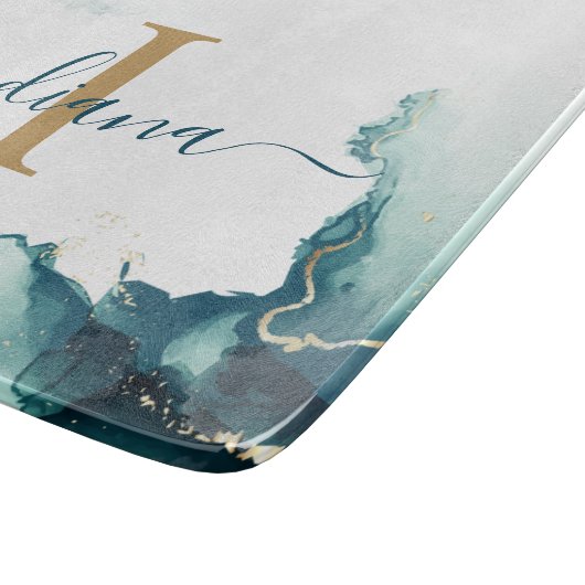 Moderne monogram agaat script aandenken snijplank (Hoek)