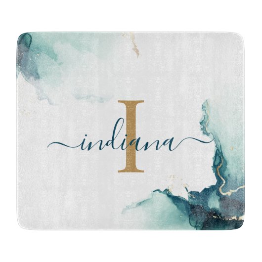 Moderne monogram agaat script aandenken snijplank (Voorkant)