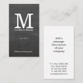 Moderne monogram (alkbord) visitekaartje (Voorkant / Achterkant)