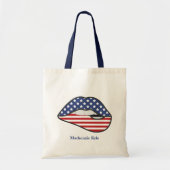 Moderne Monogram Amerikaanse Vlag Lippen Tote Bag (Voorkant)