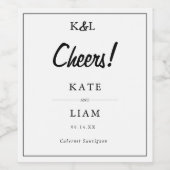 Moderne Monogram Ampersand Gepersonaliseerde bruil Wijn Etiket (Enkel label)