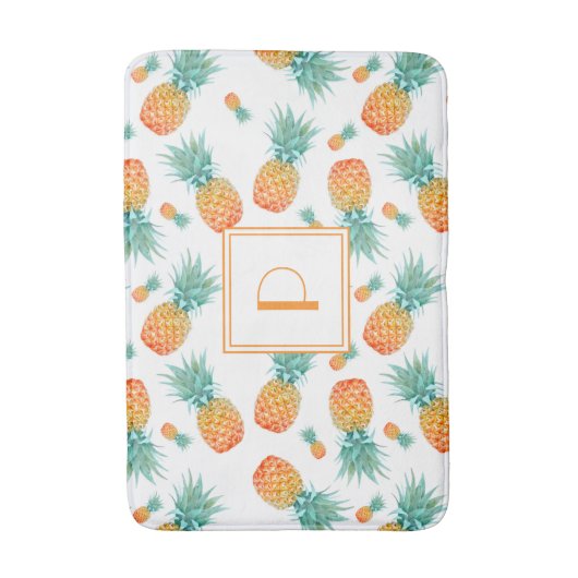 Moderne Monogram Ananas Fruit Patroon Badmat (Voorkant Verticaal)
