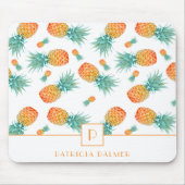 Moderne Monogram Ananas Fruit Patroon Muismat (Voorkant)