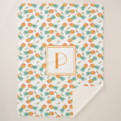 Moderne Monogram Ananas Fruit Patroon Sherpa Deken (Voorkant)