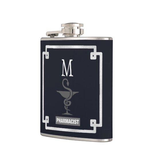 Moderne monogram apotheker heupfles (Links)
