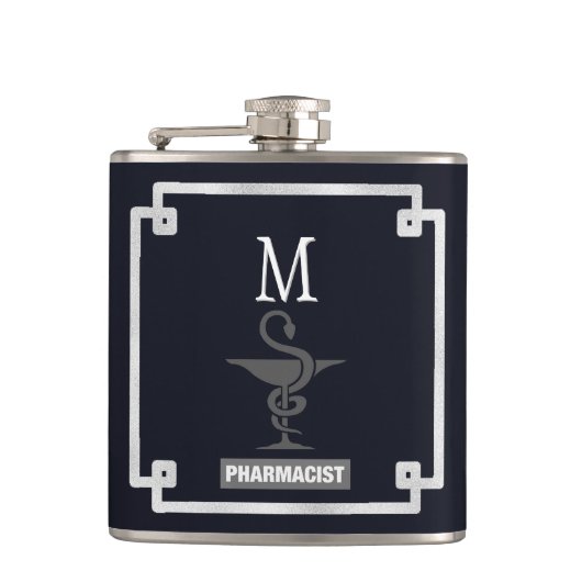 Moderne monogram apotheker heupfles (Voorkant)