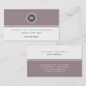 Moderne monogram auve esthesie visitekaartje (Voorkant / Achterkant)