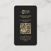 Moderne Monogram Bakker Cateraar Zwart Gouden Whis Visitekaartje (Achterkant)