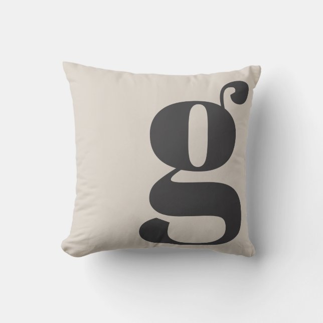 Moderne Monogram Beginletter Beige Crème Kussen (Voorkant)