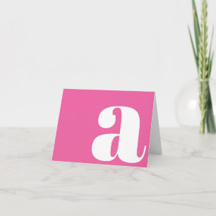 Moderne Monogram Beginletter Kleurrijk Heet Roze Notitiekaartje