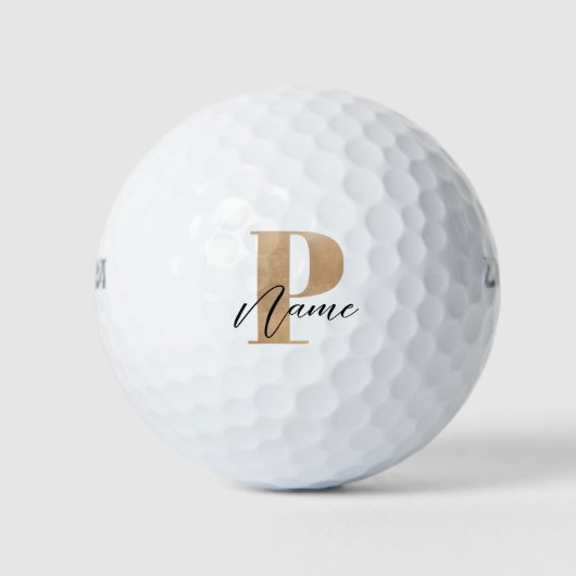 Moderne Monogram Beginletter P & Naam Persoonlijk Golfballen (Voorkant)